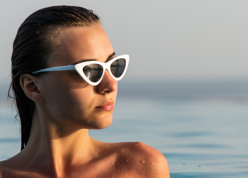 Woman in a pool after laser hair removal