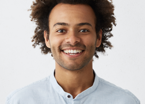 Happy man after treatment for hair infections